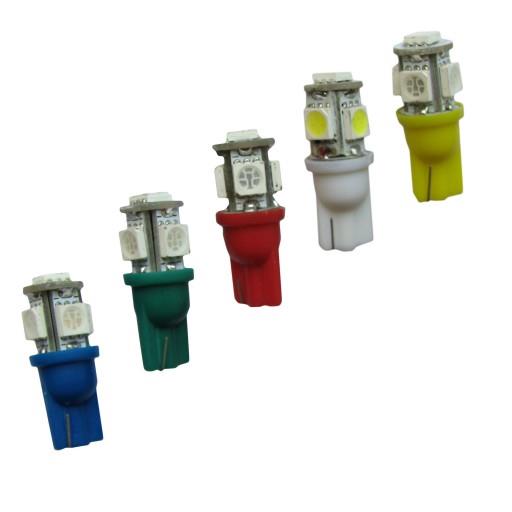 Автолампа T10 - 12V 1.2W пл/цок 5x5050 красная