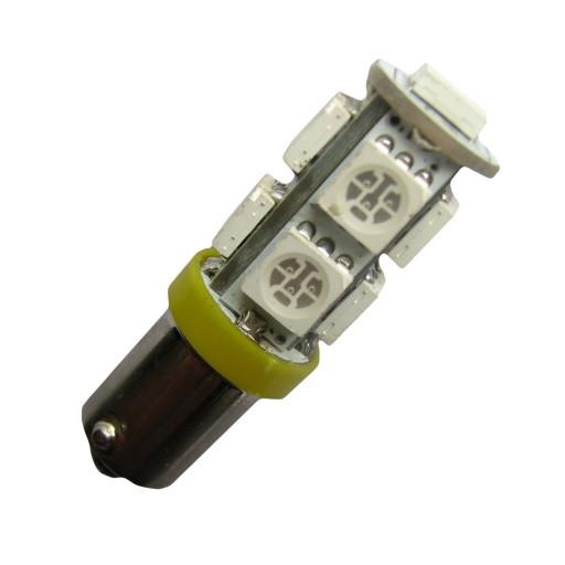 Автолампа BA9S (T4W) - 12V 2.16W 9x5050 желтая