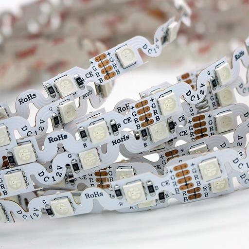 Светодиодная лента 12V 5050 RGB гибкая 48 светод./м 11.5W IP-33 (Многоцветная)