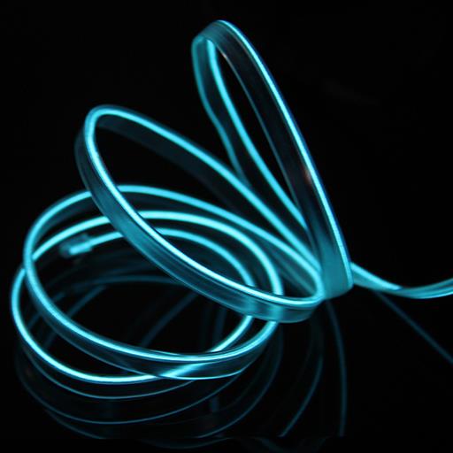 Холодный неон гибкий EL WIRE 2.3 мм голубой (Aqua,Halkani) с юбкой
