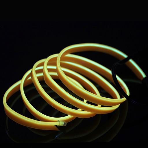 Холодный неон гибкий EL WIRE 2.3 мм желтый (Yellow,Shartrez) с юбкой