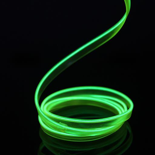 Холодный неон гибкий EL WIRE 2.3 мм лайм (Fluorescent Green,Lacerna) с юбкой